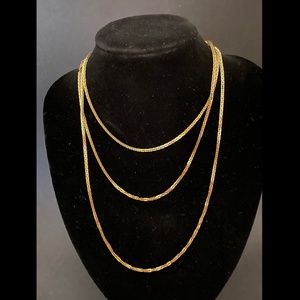 Vintage Gold Tone Square Link Necklace